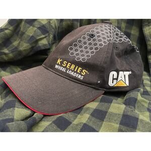 CAT K-Series Wheel Loaders Hat Adjustable Black Red Bill Industrial Trucker Cap